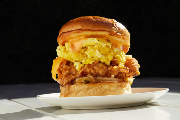 buttermilk brined fried chicken breakfast sandwich